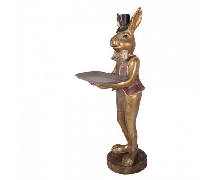 Zlatá antik dekorace králík s podnosem - 19*15*52 cm Clayre & Eef
