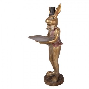 Zlatá antik dekorace králík s podnosem - 19*15*52 cm