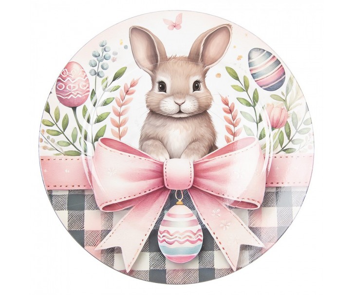 Dekorační plastový velikonoční talíř s králíčkem - Ø 33*1 cm Clayre & Eef