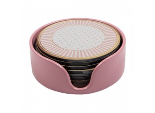 8ks podtácek pod skleničku s růžovým dekorem - Ø 10*4 cm