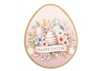 Dekorační plastový velikonoční talíř ve tvaru vajíčka Happy Easter - 35*29*1 cm