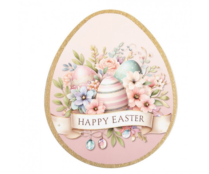 Dekorační plastový velikonoční talíř ve tvaru vajíčka - 35*29*1 cm Clayre & Eef
