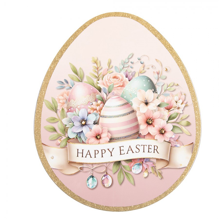 Dekorační plastový velikonoční talíř ve tvaru vajíčka Happy Easter - 35*29*1 cm