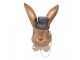 Nástěnná dekorace hnědá zaječí hlava s kloboukem - 17*11*25 cm Clayre & Eef
