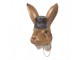 Nástěnná dekorace hnědá zaječí hlava s kloboukem - 17*11*25 cm Clayre & Eef
