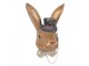 Nástěnná dekorace hnědá zaječí hlava s kloboukem - 17*11*25 cm Clayre & Eef