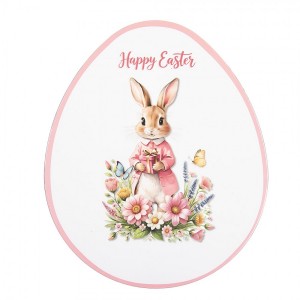 Dekorační plastový velikonoční talíř ve tvaru vajíčka Happy Easter - 35*29*1 cm