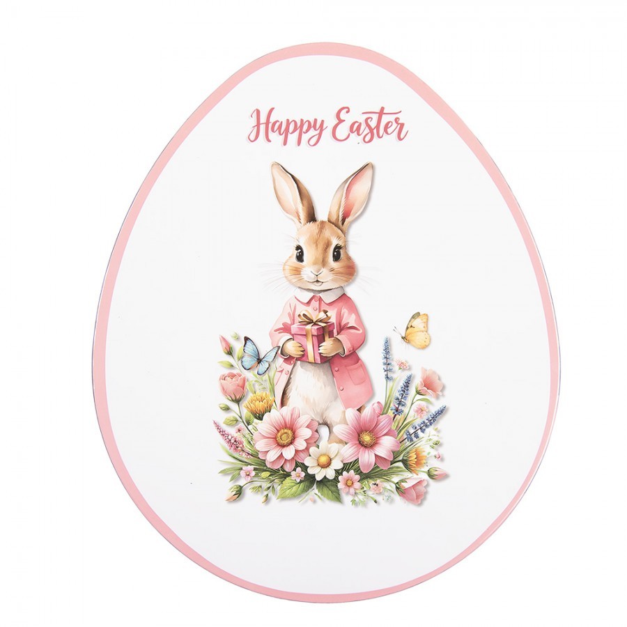 Dekorační plastový velikonoční talíř ve tvaru vajíčka Happy Easter - 35*29*1 cm