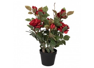 Dekorační květina růže v květináči s červenými květy Rose red - 20*20*55 cm
