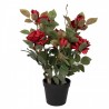 Dekorační květina růže v květináči s červenými květy Rose red - 20*20*55 cm