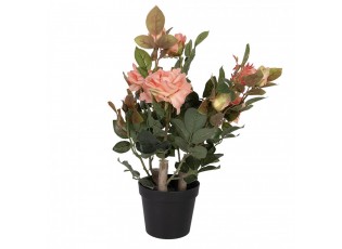Dekorační květina růže v květináči s růžovými květy Rose pink - 20*20*55 cm