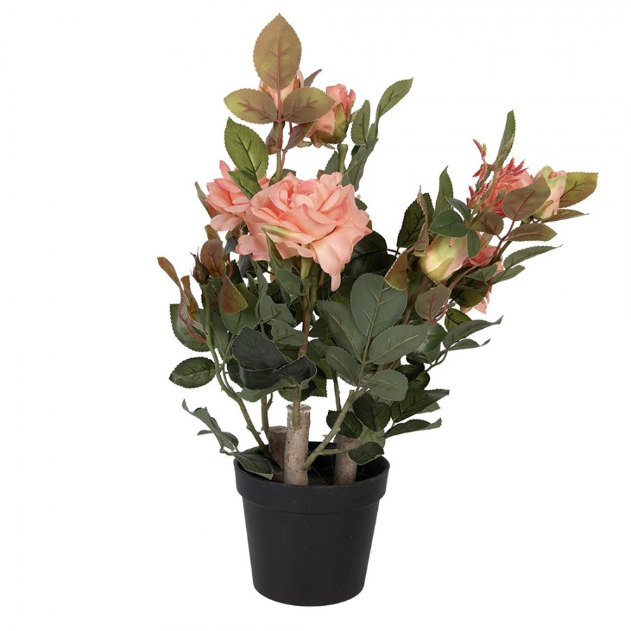 Dekorační květina růže v květináči s růžovými květy Rose pink - 20*20*55 cm
