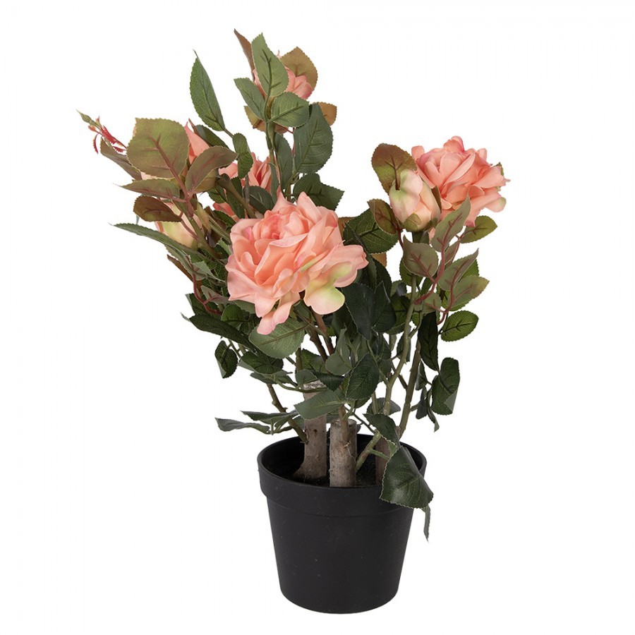 Dekorační květina růže v květináči s růžovými květy Rose pink - 20*20*55 cm 6PL0413P