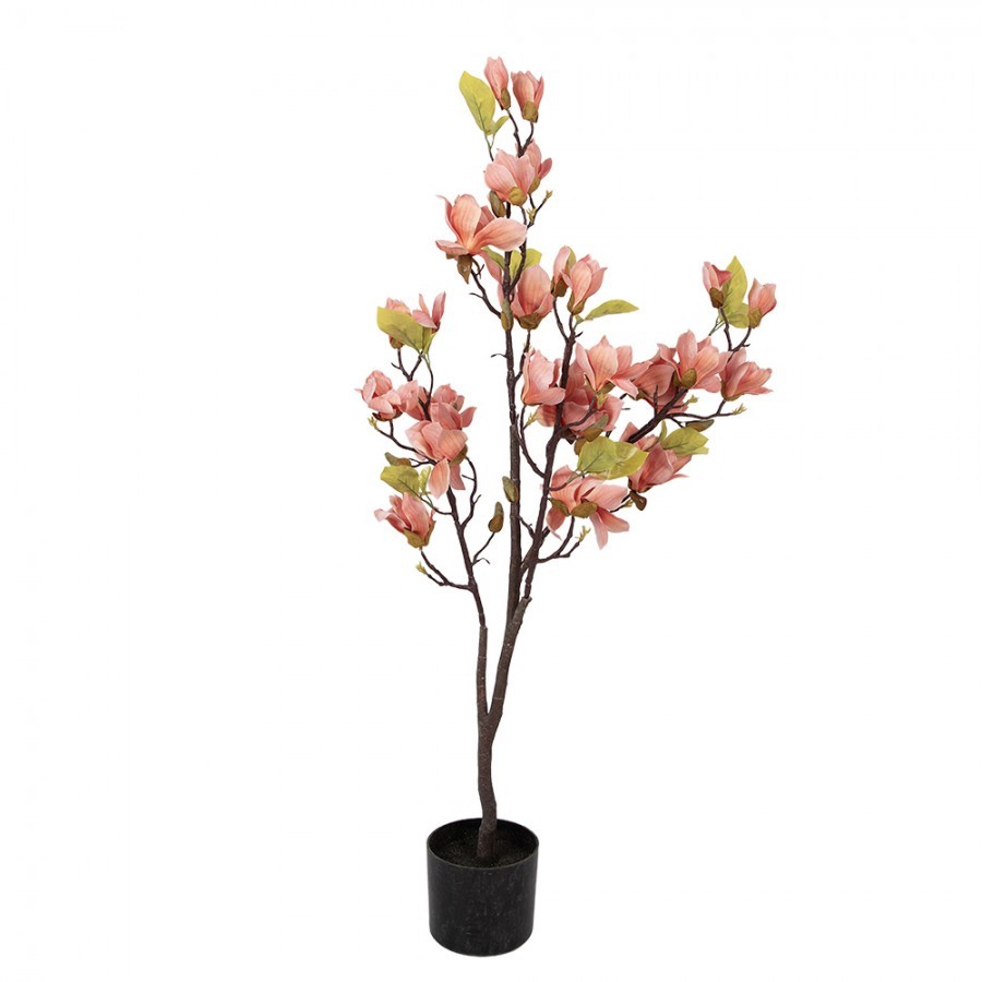 Dekorační stromek Magnolia s lososovými květy - 20*15*120 cm
