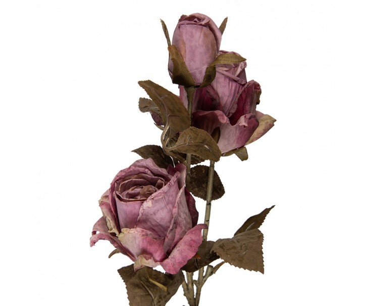 Tmavě růžová umělá květina růže - 12*12*70 cm Clayre & Eef