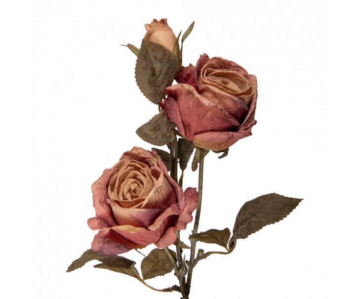 Starorůžová umělá květina růže - 12*12*70 cm Clayre & Eef