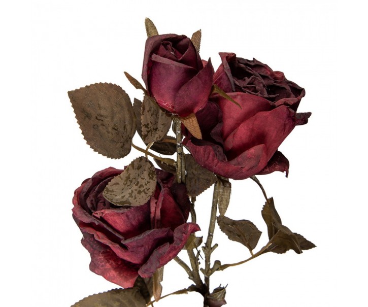 Vínová umělá květina růže - 12*12*70 cm Clayre & Eef