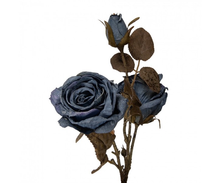Tmavě modrá umělá květina růže - 12*12*70 cm Clayre & Eef