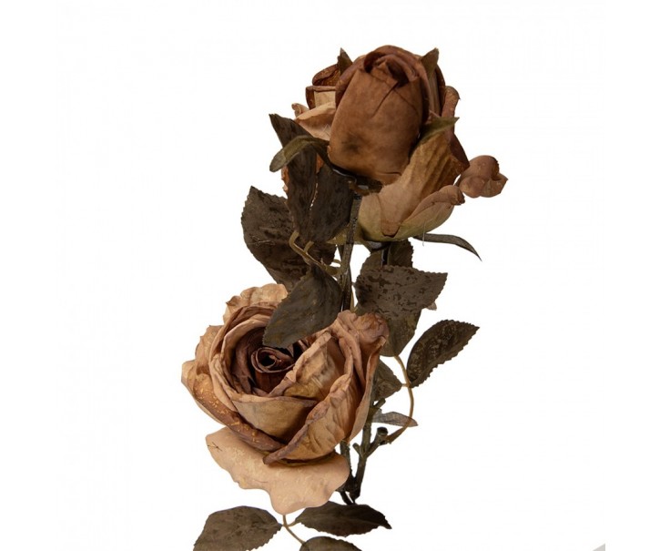 Světle hnědá umělá květina růže - 12*12*70 cm Clayre & Eef