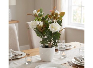 Dekorační květina růže s bílými květy Rose white - 20*20*55 cm