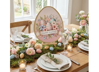Dekorační plastový velikonoční talíř ve tvaru vajíčka Happy Easter - 35*29*1 cm