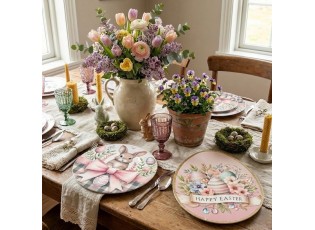 Dekorační plastový velikonoční talíř s králíčkem - Ø 33*1 cm