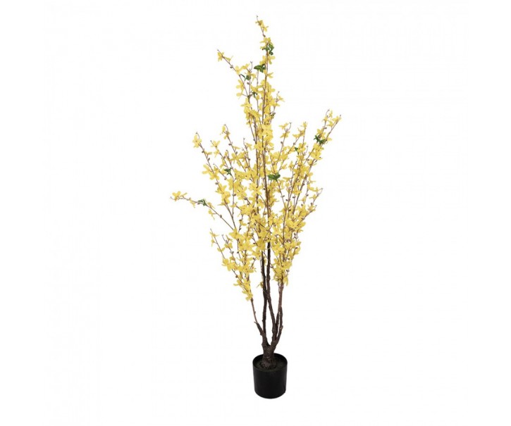 Dekorační keřík se žlutými květy zlatice Forsythia - 20*20*125 cm Clayre & Eef