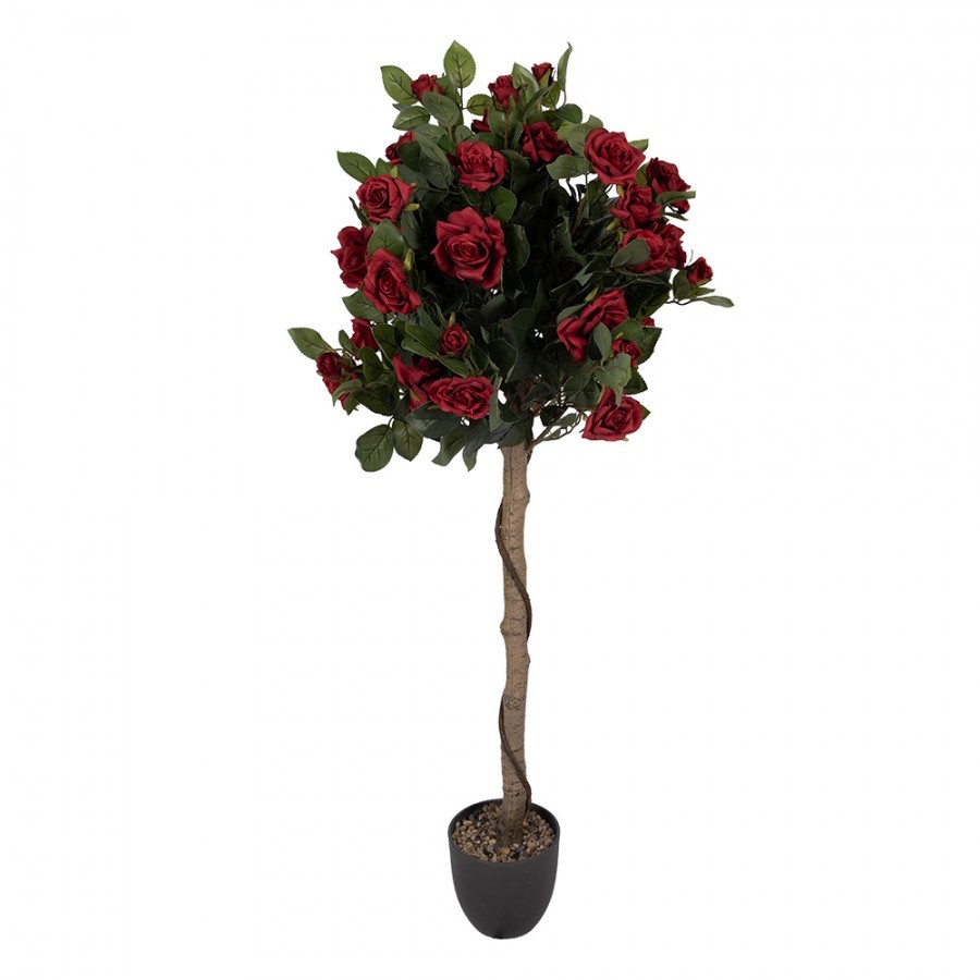 Dekorační stromek růže na kmínku s rudými květy - 32*32*120 cm 5PL0205R