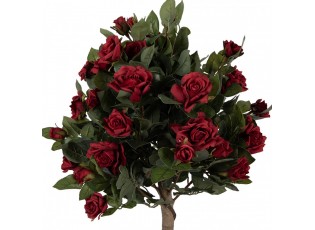 Dekorační stromek růže na kmínku s rudými květy - 32*32*120 cm