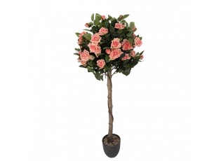 Dekorační stromek růže na kmínku s růžovými květy - 32*32*120 cm