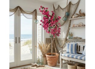 Dekorační strom s růžovými květy Bougainvillea Tree - 40*40*180 cm