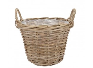 Ratanový květináč /koš s uchy Kuboo grey M - Ø 25*18/24 cm
