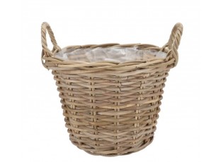 Ratanový květináč /koš s uchy Kuboo grey L - Ø 30*24/29 cm