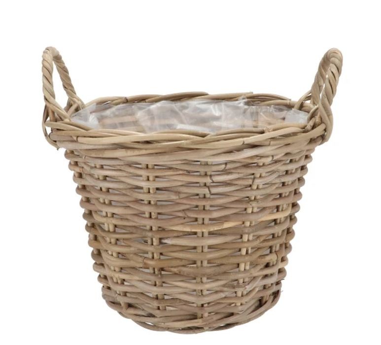 Ratanový květináč /koš s uchy Kuboo grey L - Ø 30*24/29 cm 411695