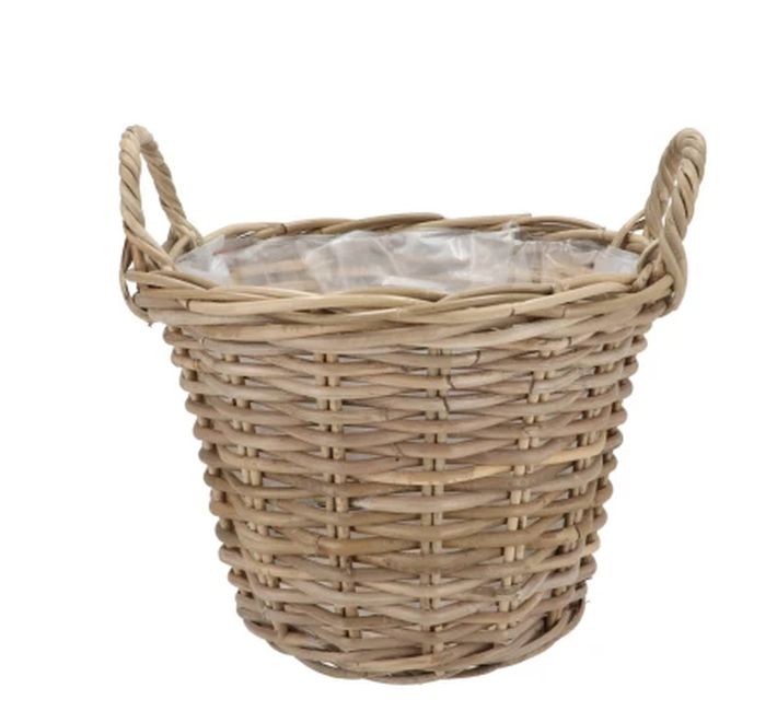 Ratanový květináč /koš s uchy Kuboo grey S - Ø 20*16/20 cm 411697