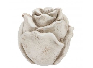 Šedá antik cementová dekorace růže Rose L - 13*13*13 cm