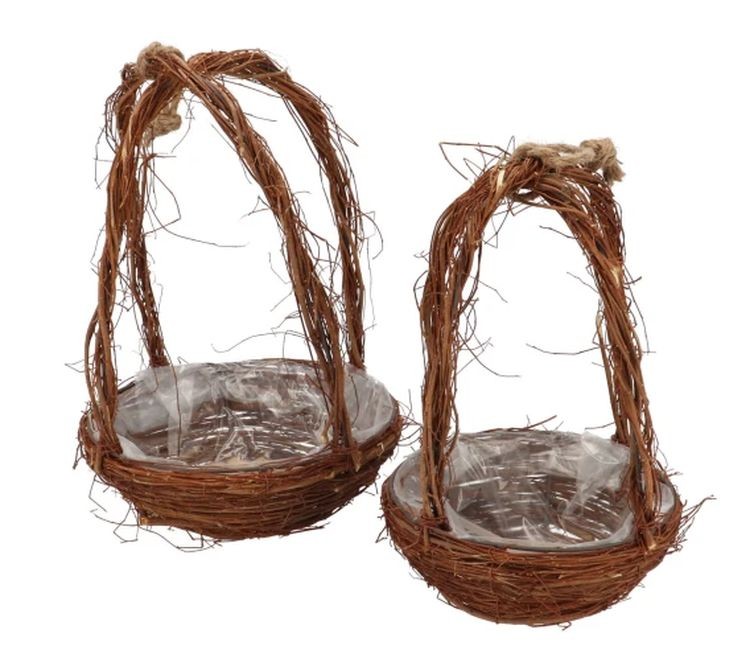 2ks hnědý proutěný košík květináč s uchy - Ø 25*39 / Ø 20*30cm