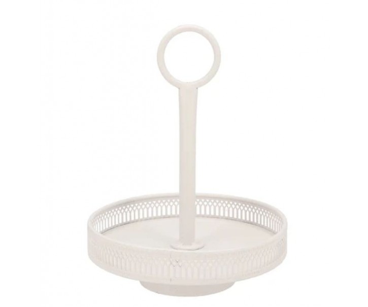 Bílý antik kovový etažér s okrajem Nordic - Ø 20*27 cm daan kromhout