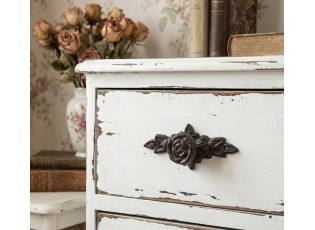 Hnědá antik litinová úchytka s růží - 10*4*3 cm