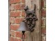 Hnědý antik litinový zvonek s kočičkou - 14*14*24 cm Clayre & Eef
