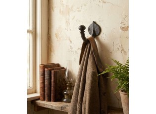 Hnědý litinový nástěnný háček - 4*7*6 cm