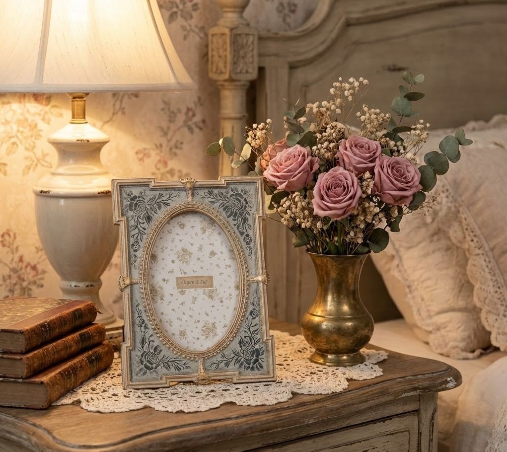 Béžovo-zlatý antik fotorámeček zdobený květy - 15*2*21 cm / 10*15 cm Clayre & Eef Béžovo-zlatý antik fotorámeček zdobený květy - 15*2*21 cm / 10*15 cm Clayre & Eef