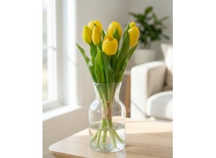 Kytice 7ks žlutých realistických tulipánů - 31cm
