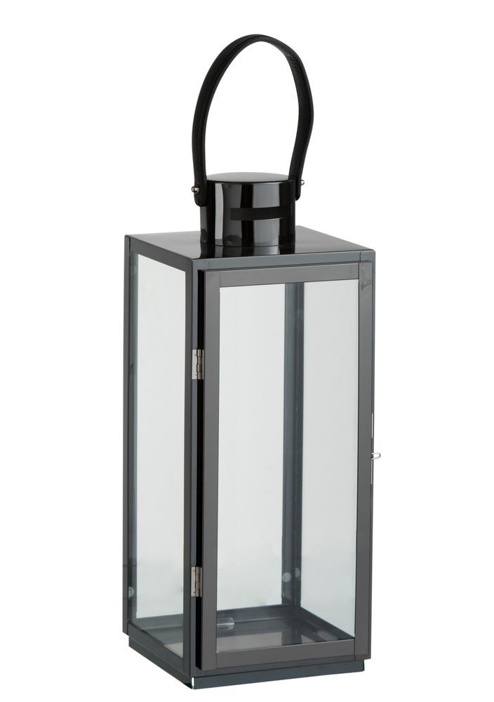 Černá granitová kovová lucerna Recin - 17*16*51 cm 85480