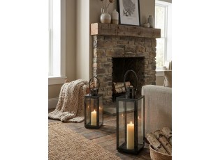 Černá granitová kovová lucerna Recin - 17*16*51 cm