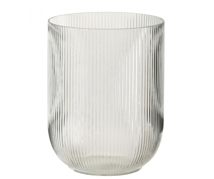 Transparentní skleněná váza s žebrováním Riblier - Ø 17*21 cm J-Line by Jolipa