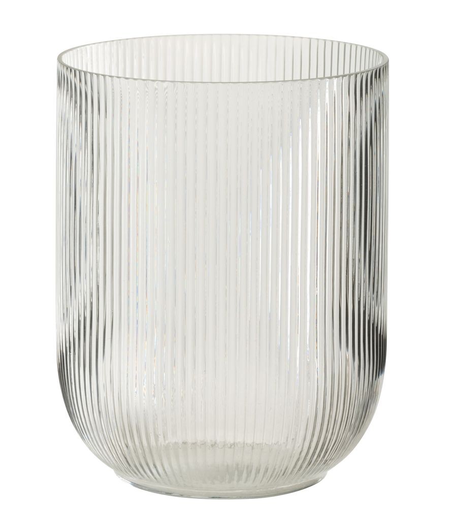 Transparentní skleněná váza s žebrováním Riblier - Ø 17*21 cm 57571