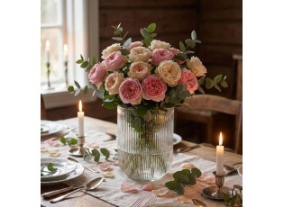 Transparentní skleněná váza s žebrováním Riblier - Ø 17*21 cm