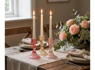 3ks růžový mix skleněný svícen tulipán Tulippo - Ø 8*12 cm