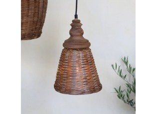 Přírodní antik závěsné světlo lampa z proutěného ratanu - Ø 22*32cm/ E27/ 25W